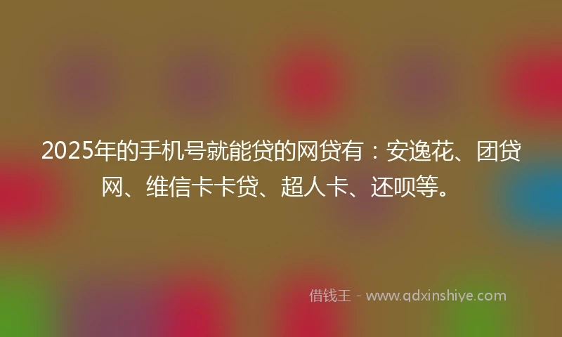 2025年的手机号就能贷的网贷有：安逸花、团贷网、维信卡卡贷、超人卡、还呗等。