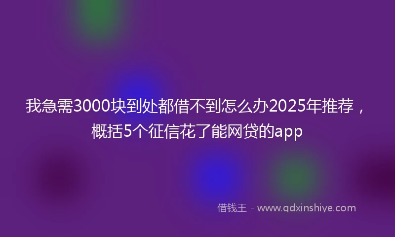 我急需3000块到处都借不到怎么办2025年推荐，概括5个征信花了能网贷的app