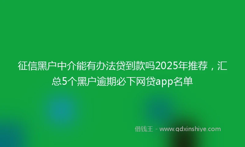 征信黑户中介能有办法贷到款吗2025年推荐，汇总5个黑户逾期必下网贷app名单
