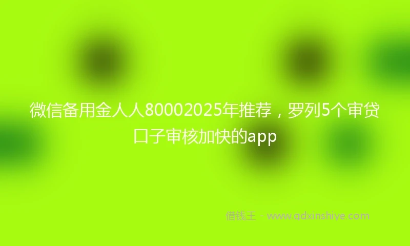 微信备用金人人80002025年推荐，罗列5个审贷口子审核加快的app