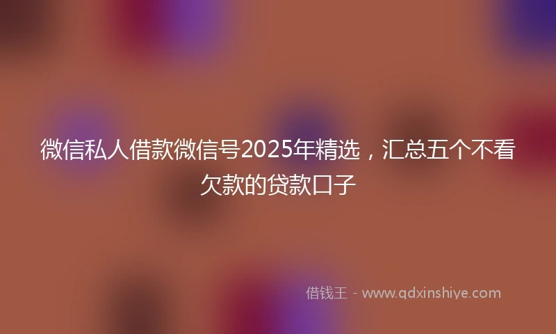 微信私人借款微信号2025年精选，汇总五个不看欠款的贷款口子