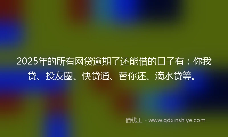 2025年的所有网贷逾期了还能借的口子有：你我贷、投友圈、快贷通、替你还、滴水贷等。