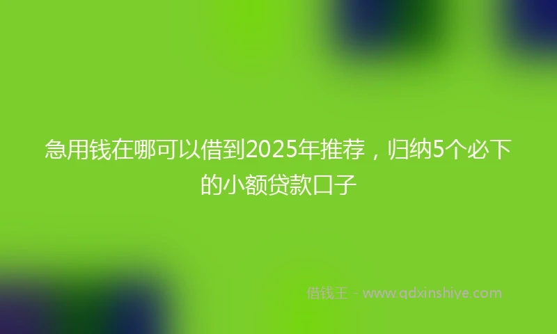 急用钱在哪可以借到2025年推荐，归纳5个必下的小额贷款口子