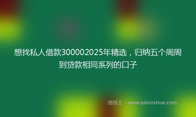 想找私人借款300002025年精选，归纳五个周周到贷款相同系列的口子