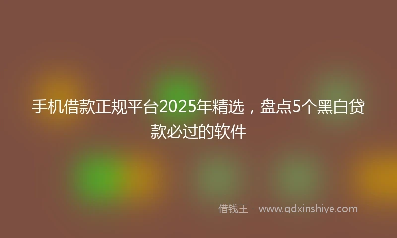 手机借款正规平台2025年精选，盘点5个黑白贷款必过的软件
