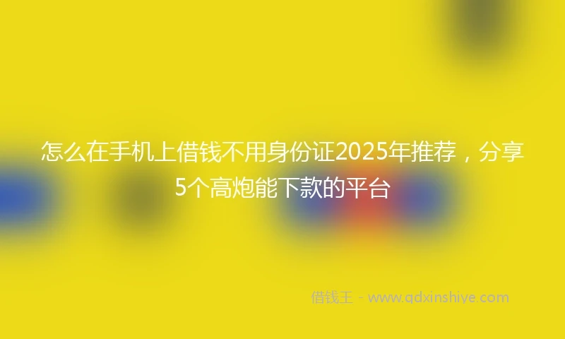 怎么在手机上借钱不用身份证2025年推荐，分享5个高炮能下款的平台