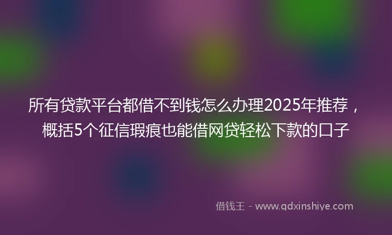 所有贷款平台都借不到钱怎么办理2025年推荐，概括5个征信瑕疵也能借网贷轻松下款的口子