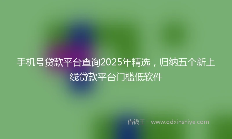 手机号贷款平台查询2025年精选，归纳五个新上线贷款平台门槛低软件