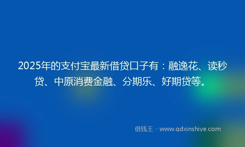 2025年的支付宝最新借贷口子有：融逸花、读秒贷、中原消费金融、分期乐、好期贷等。