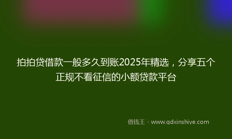拍拍贷借款一般多久到账2025年精选，分享五个正规不看征信的小额贷款平台