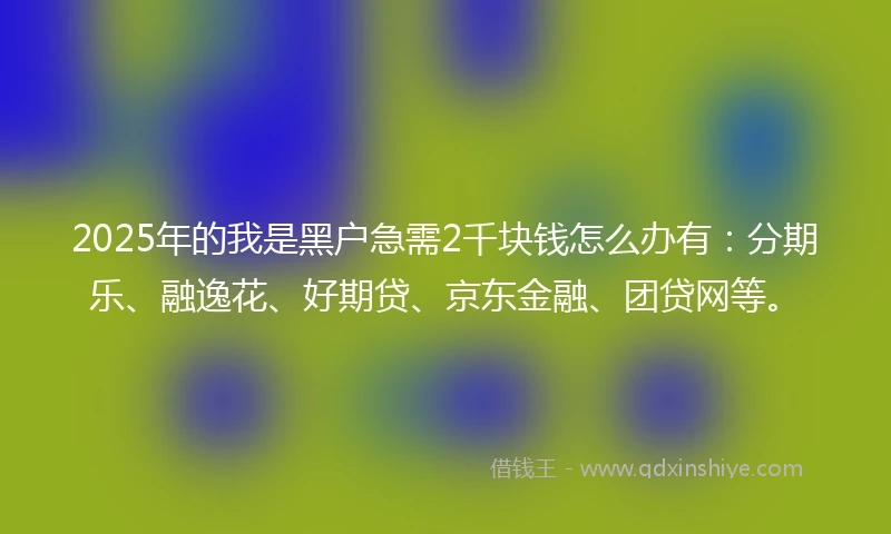 2025年的我是黑户急需2千块钱怎么办有：分期乐、融逸花、好期贷、京东金融、团贷网等。