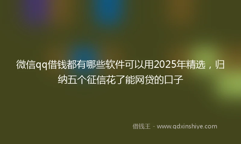 微信qq借钱都有哪些软件可以用2025年精选，归纳五个征信花了能网贷的口子