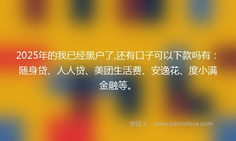 2025年的我已经黑户了,还有口子可以下款吗有：随身贷、人人贷、美团生活费、安逸花、度小满金融等。