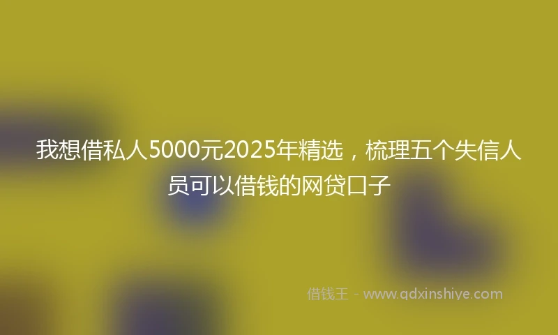 我想借私人5000元2025年精选，梳理五个失信人员可以借钱的网贷口子