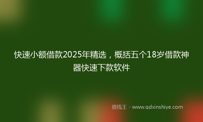 快速小额借款2025年精选，概括五个18岁借款神器快速下款软件