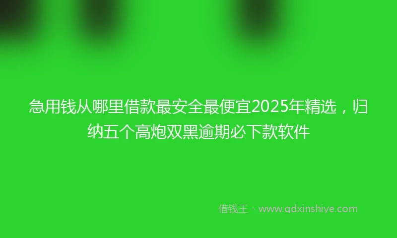 急用钱从哪里借款最安全最便宜2025年精选，归纳五个高炮双黑逾期必下款软件