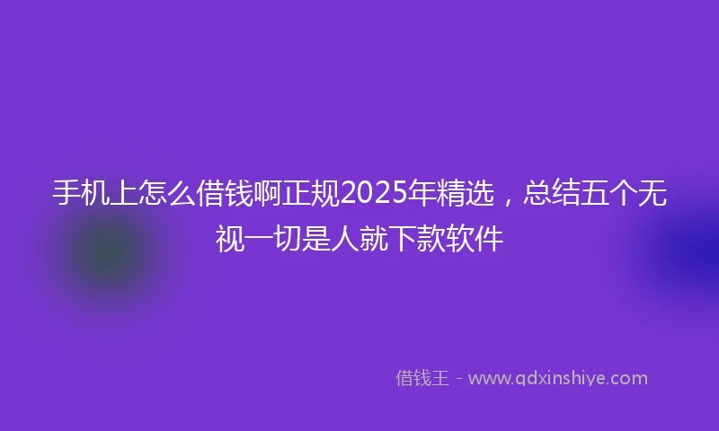 手机上怎么借钱啊正规2025年精选，总结五个无视一切是人就下款软件