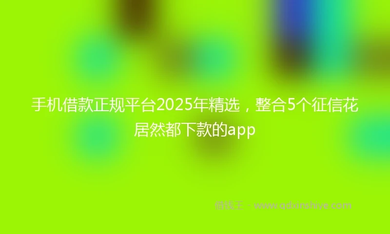 手机借款正规平台2025年精选，整合5个征信花居然都下款的app