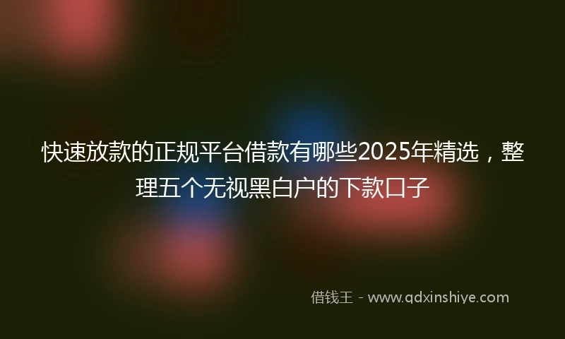 快速放款的正规平台借款有哪些2025年精选，整理五个无视黑白户的下款口子