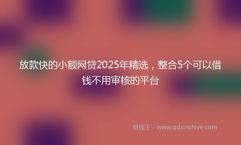 放款快的小额网贷2025年精选，整合5个可以借钱不用审核的平台
