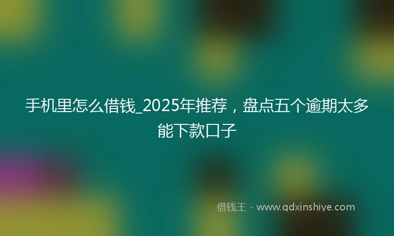 手机里怎么借钱_2025年推荐，盘点五个逾期太多能下款口子