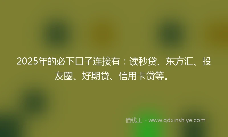 2025年的必下口子连接有:读秒贷、东方汇、投友圈、好期贷、信用卡贷等。