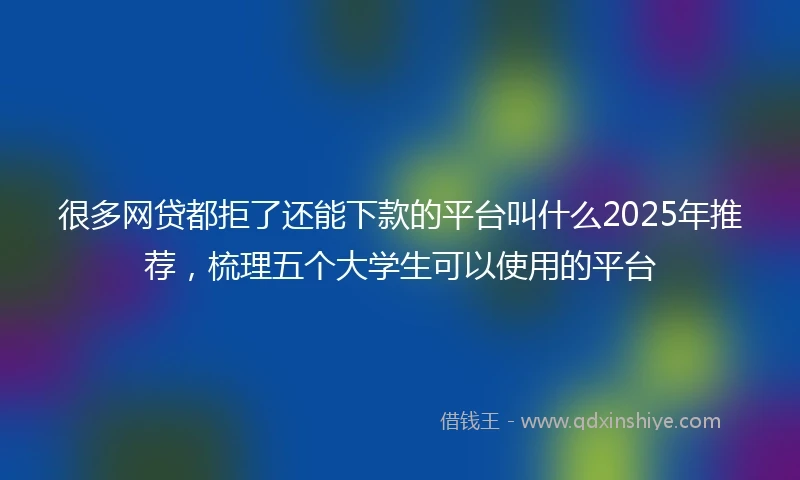 很多网贷都拒了还能下款的平台叫什么2025年推荐，梳理五个大学生可以使用的平台
