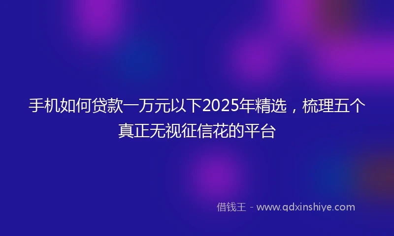 手机如何贷款一万元以下2025年精选，梳理五个真正无视征信花的平台