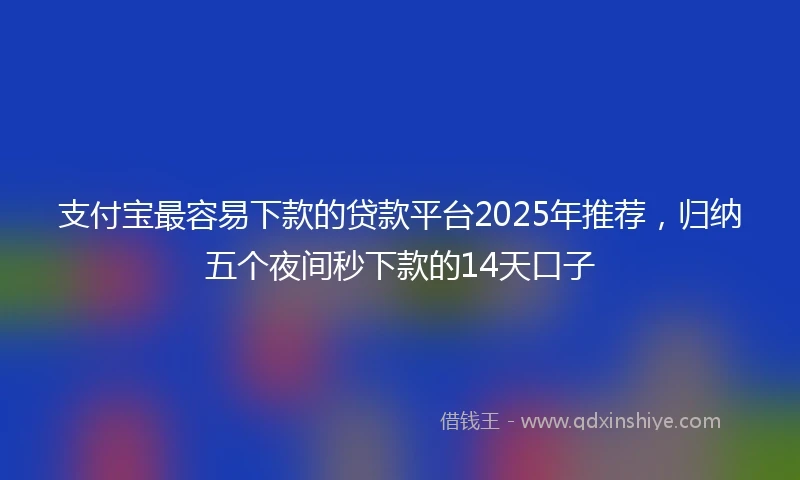 支付宝最容易下款的贷款平台2025年推荐，归纳五个夜间秒下款的14天口子