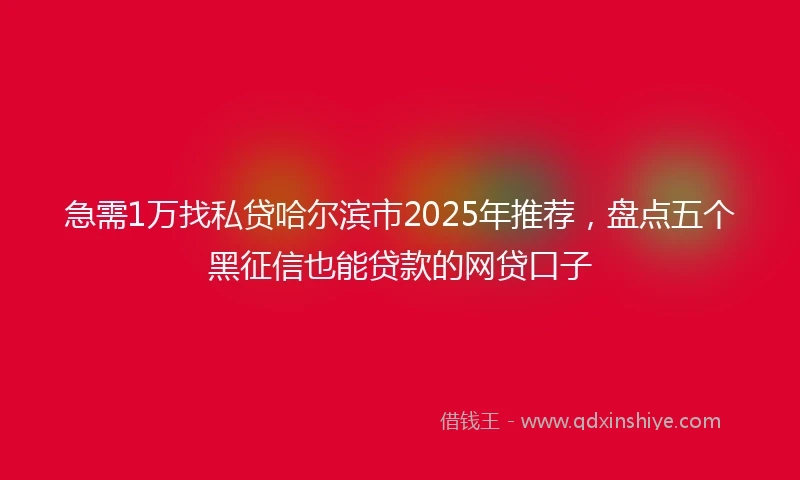 急需1万找私贷哈尔滨市2025年推荐，盘点五个黑征信也能贷款的网贷口子