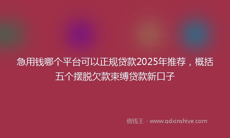 急用钱哪个平台可以正规贷款2025年推荐，概括五个摆脱欠款束缚贷款新口子