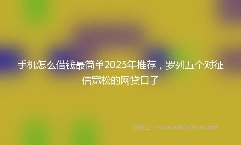 手机怎么借钱最简单2025年推荐，罗列五个对征信宽松的网贷口子