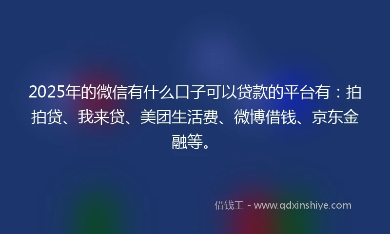 2025年的微信有什么口子可以贷款的平台有：拍拍贷、我来贷、美团生活费、微博借钱、京东金融等。
