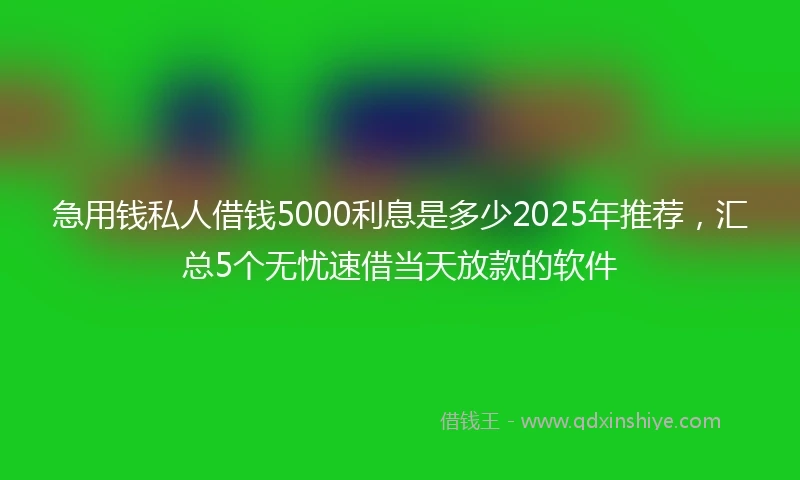 急用钱私人借钱5000利息是多少2025年推荐，汇总5个无忧速借当天放款的软件