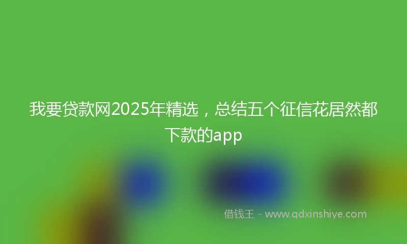 我要贷款网2025年精选，总结五个征信花居然都下款的app