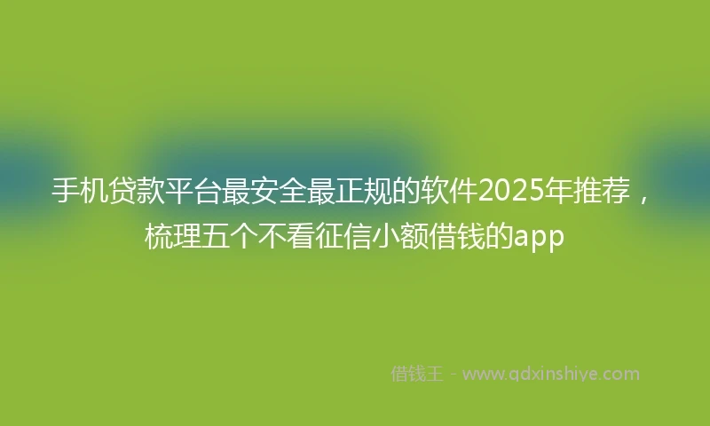 手机贷款平台最安全最正规的软件2025年推荐，梳理五个不看征信小额借钱的app