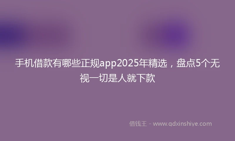 手机借款有哪些正规app2025年精选，盘点5个无视一切是人就下款