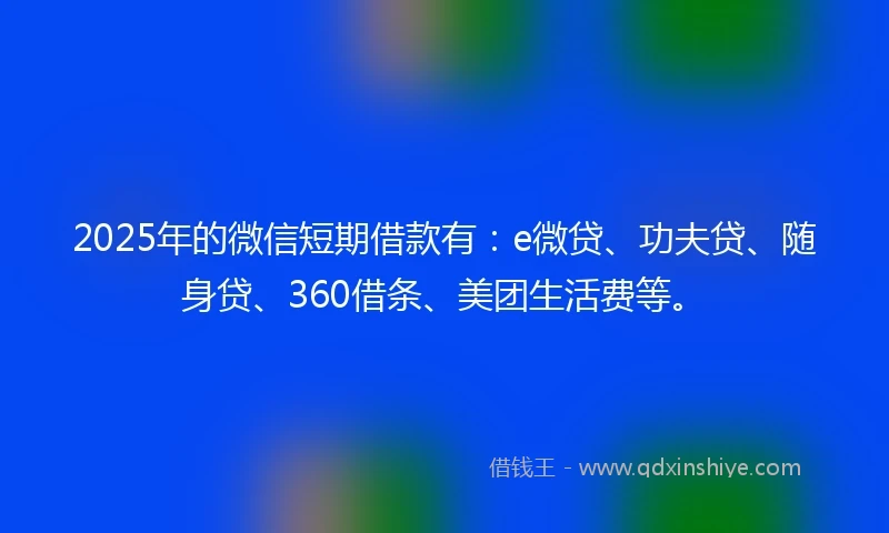 2025年的微信短期借款有：e微贷、功夫贷、随身贷、360借条、美团生活费等。