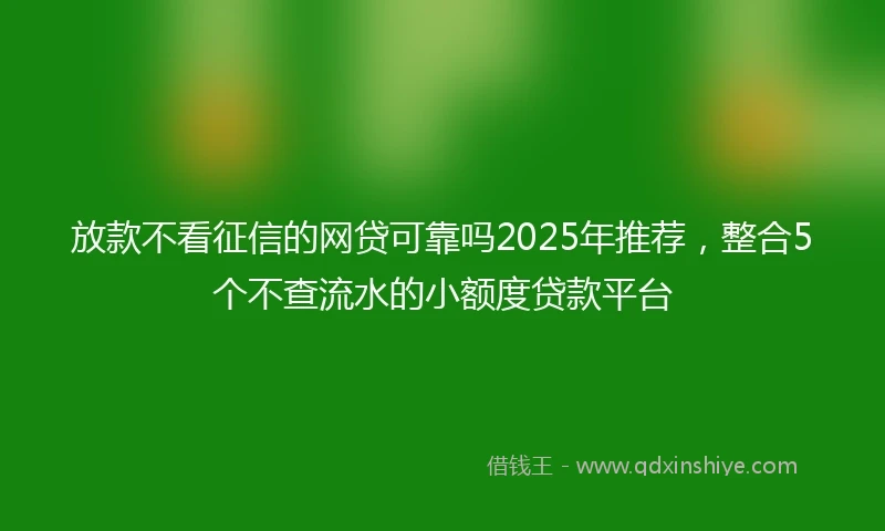 放款不看征信的网贷可靠吗2025年推荐，整合5个不查流水的小额度贷款平台