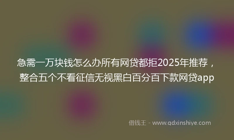急需一万块钱怎么办所有网贷都拒2025年推荐，整合五个不看征信无视黑白百分百下款网贷app