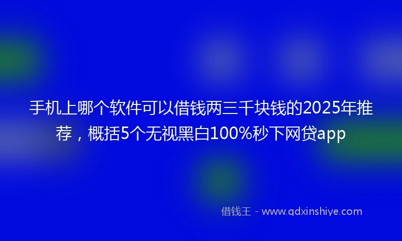 手机上哪个软件可以借钱两三千块钱的2025年推荐，概括5个无视黑白100%秒下网贷app