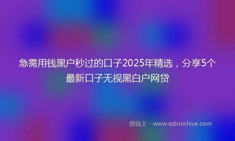 急需用钱黑户秒过的口子2025年精选，分享5个最新口子无视黑白户网贷