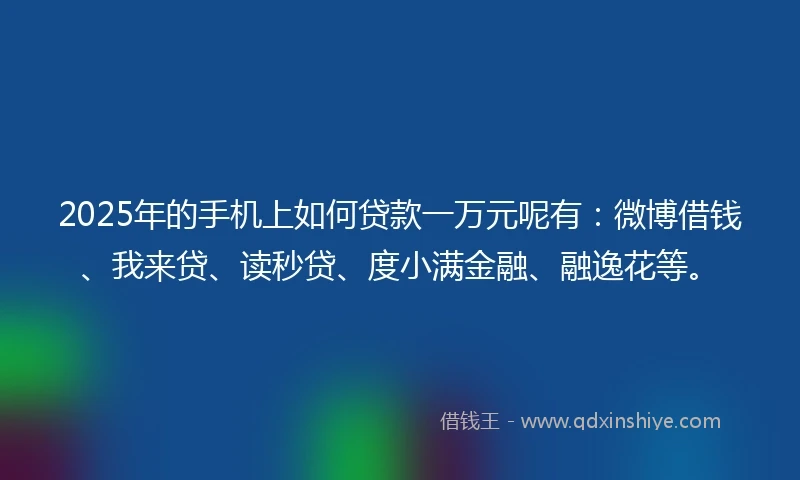 2025年的手机上如何贷款一万元呢有：微博借钱、我来贷、读秒贷、度小满金融、融逸花等。