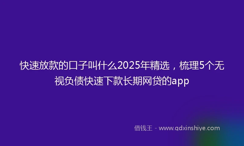 快速放款的口子叫什么2025年精选，梳理5个无视负债快速下款长期网贷的app