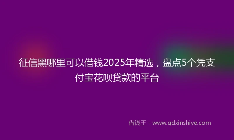 征信黑哪里可以借钱2025年精选，盘点5个凭支付宝花呗贷款的平台