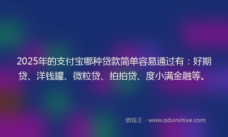 2025年的支付宝哪种贷款简单容易通过有：好期贷、洋钱罐、微粒贷、拍拍贷、度小满金融等。