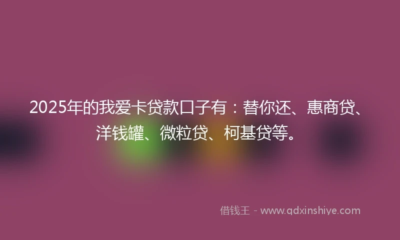 2025年的我爱卡贷款口子有：替你还、惠商贷、洋钱罐、微粒贷、柯基贷等。