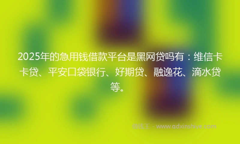 2025年的急用钱借款平台是黑网贷吗有：维信卡卡贷、平安口袋银行、好期贷、融逸花、滴水贷等。