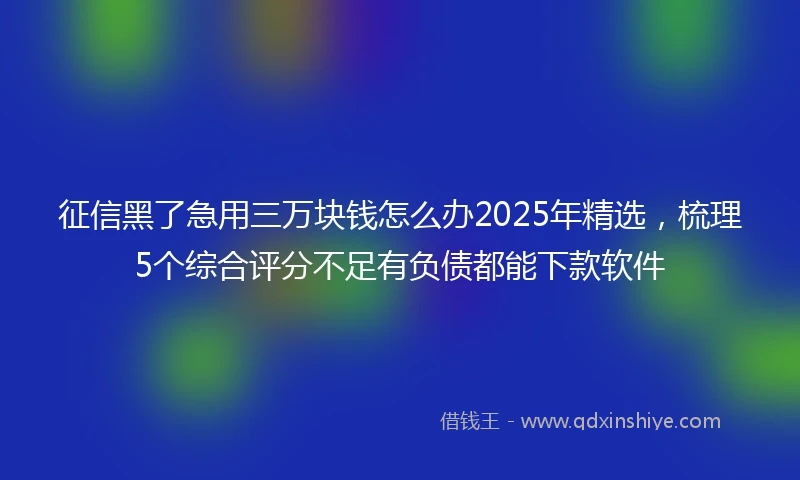 征信黑了急用三万块钱怎么办2025年精选，梳理5个综合评分不足有负债都能下款软件