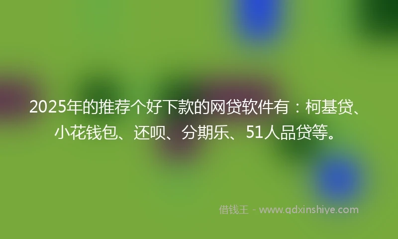 2025年的推荐个好下款的网贷软件有：柯基贷、小花钱包、还呗、分期乐、51人品贷等。
